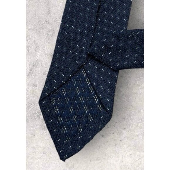 IL PORTONE Silk Tie ITALY XL Navy Geometric W:2.7" EUC - Picture 6 of 7